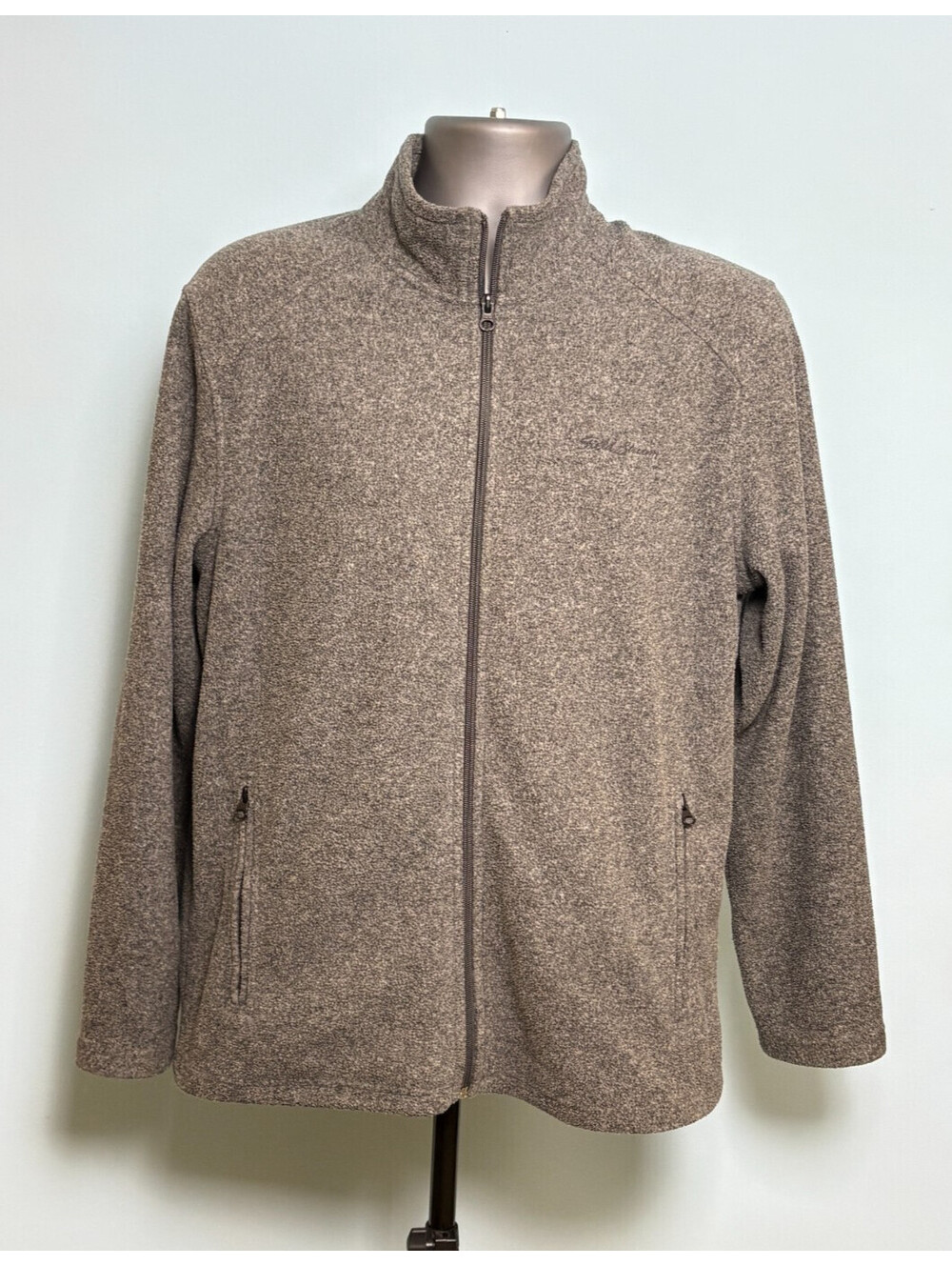 Field & Stream Sweater Fleece Jacket Mens Small Gray Brown Full Zip Coat Outdoor